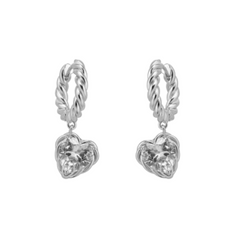 Diamante Heart Earrings - Pair