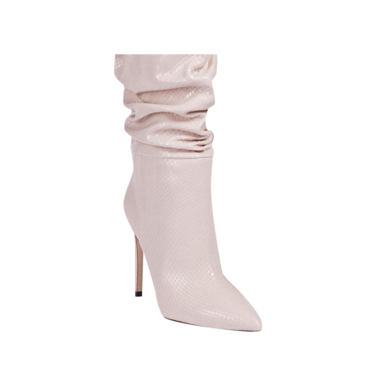 Stiletto Heel Leather Slouchy Ankle Boots