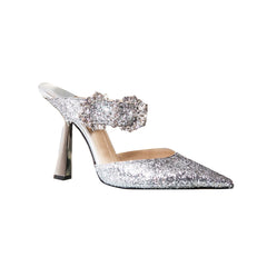 Diamante Buckled Mules Sandals