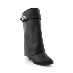 Leather Wedged Heel Ankle Boots