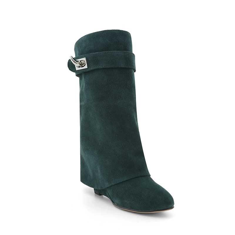 Suede Wedged Heel Ankle Boots