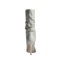 Stiletto Heel Leather Slouchy Ankle Boots
