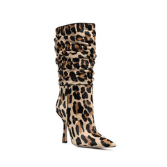 Stiletto Heel Printed Slouchy Ankle Boots