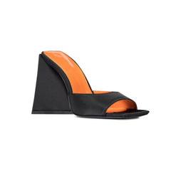 Block Heel Satin Mules Sandals