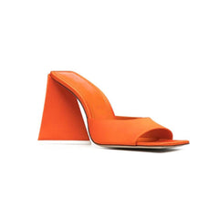 Block Heel Satin Mules Sandals