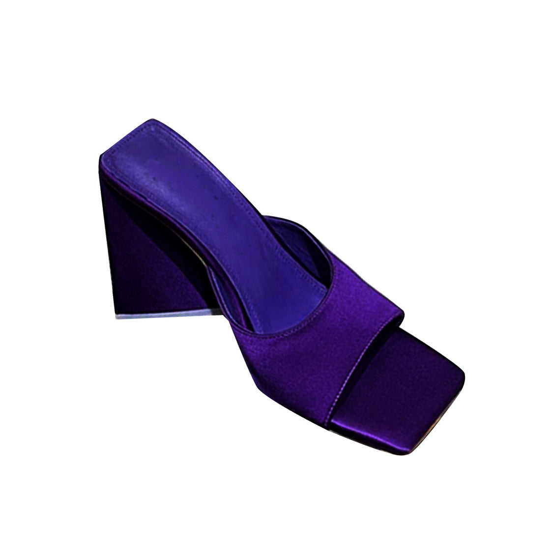 Block Heel Satin Mules Sandals