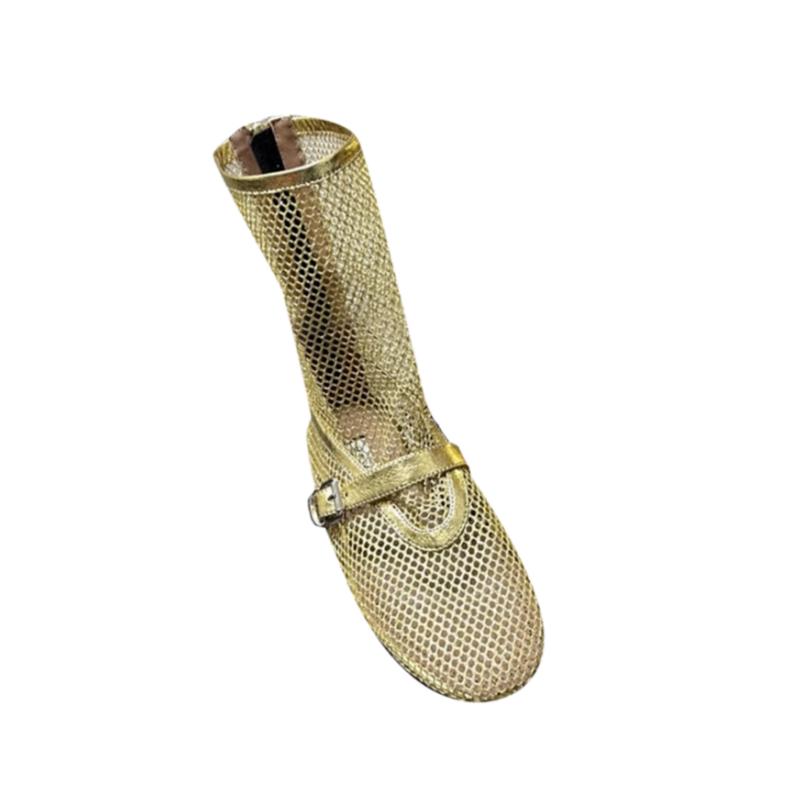 Buckled Mesh Ankle Boots