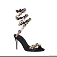 Diamante Wrap Mid Heel Sandals - 8cm