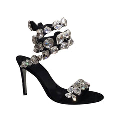 Diamante Wrap Mid Heel Sandals - 8cm