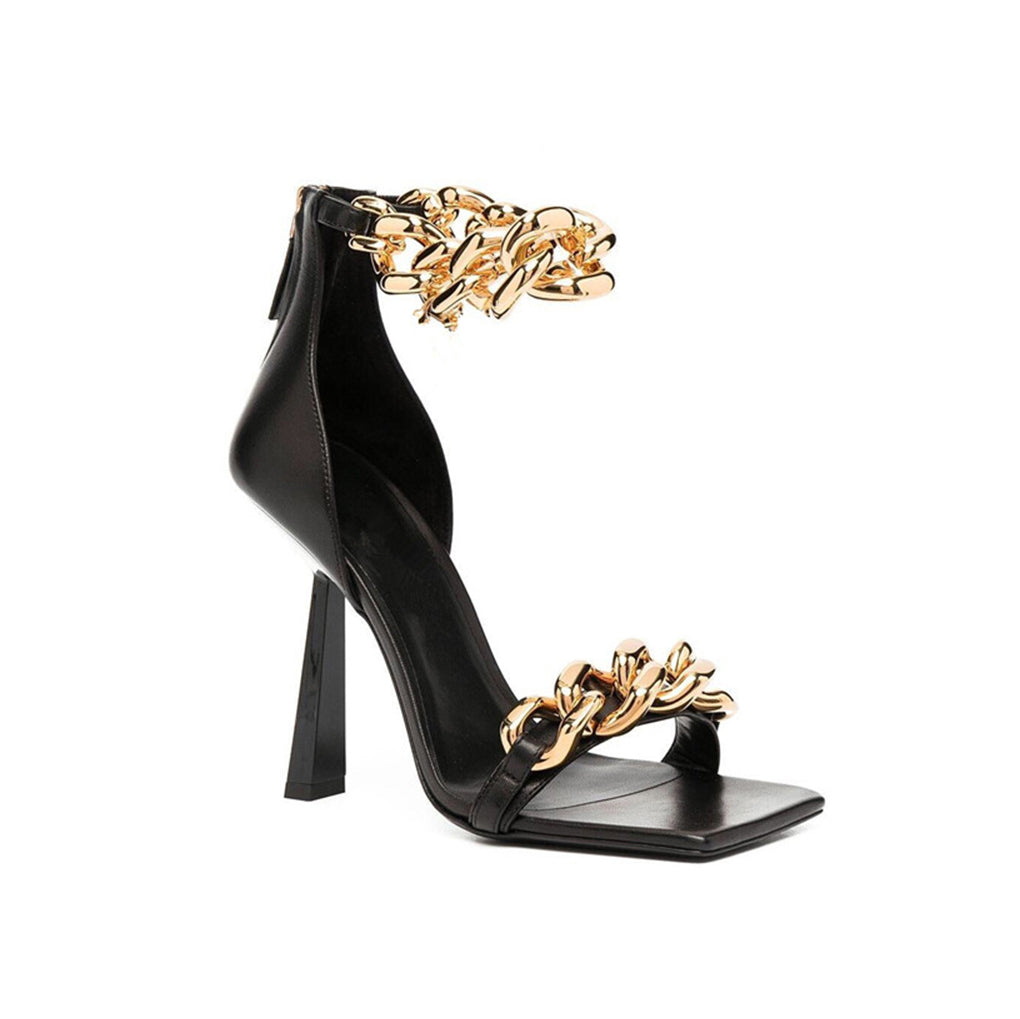Ankle Chain Leather High Heel Sandals