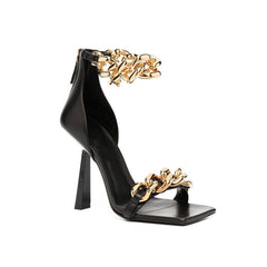 Ankle Chain Leather High Heel Sandals