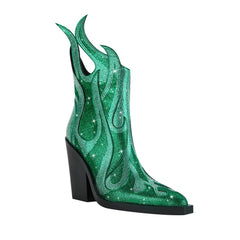 Diamante Block Heel Ankle Boots