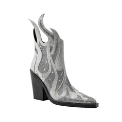 Diamante Block Heel Ankle Boots