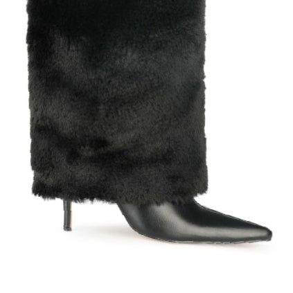 Leather And Fur Knee High Boots - 9cm