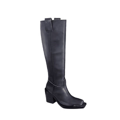 Metal Plated Knee High Boots