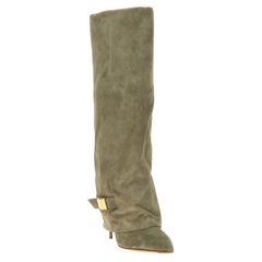 Metal Embellished Knee High Boots
