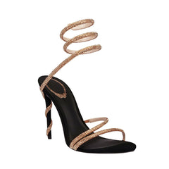 Diamante Ankle Wrap High Heel Sandals - 9.5cm