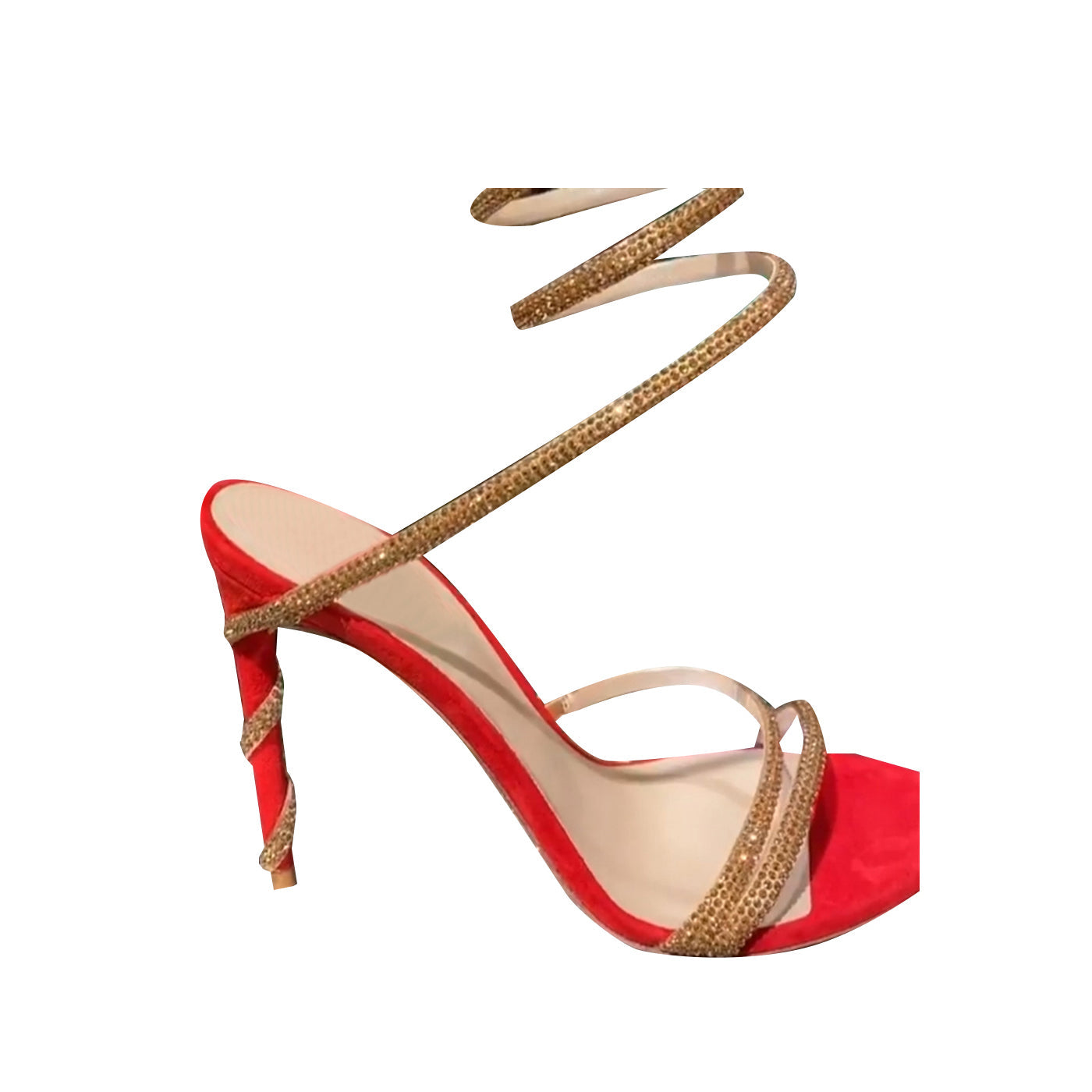 Diamante Ankle Wrap High Heel Sandals - 10cm