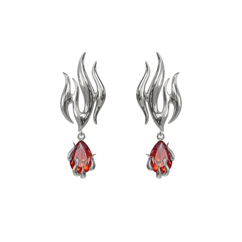 Diamante Flame Earrings - Pair