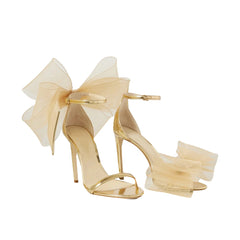 Asymmetric Bow Embellished Patent Leather High Hee