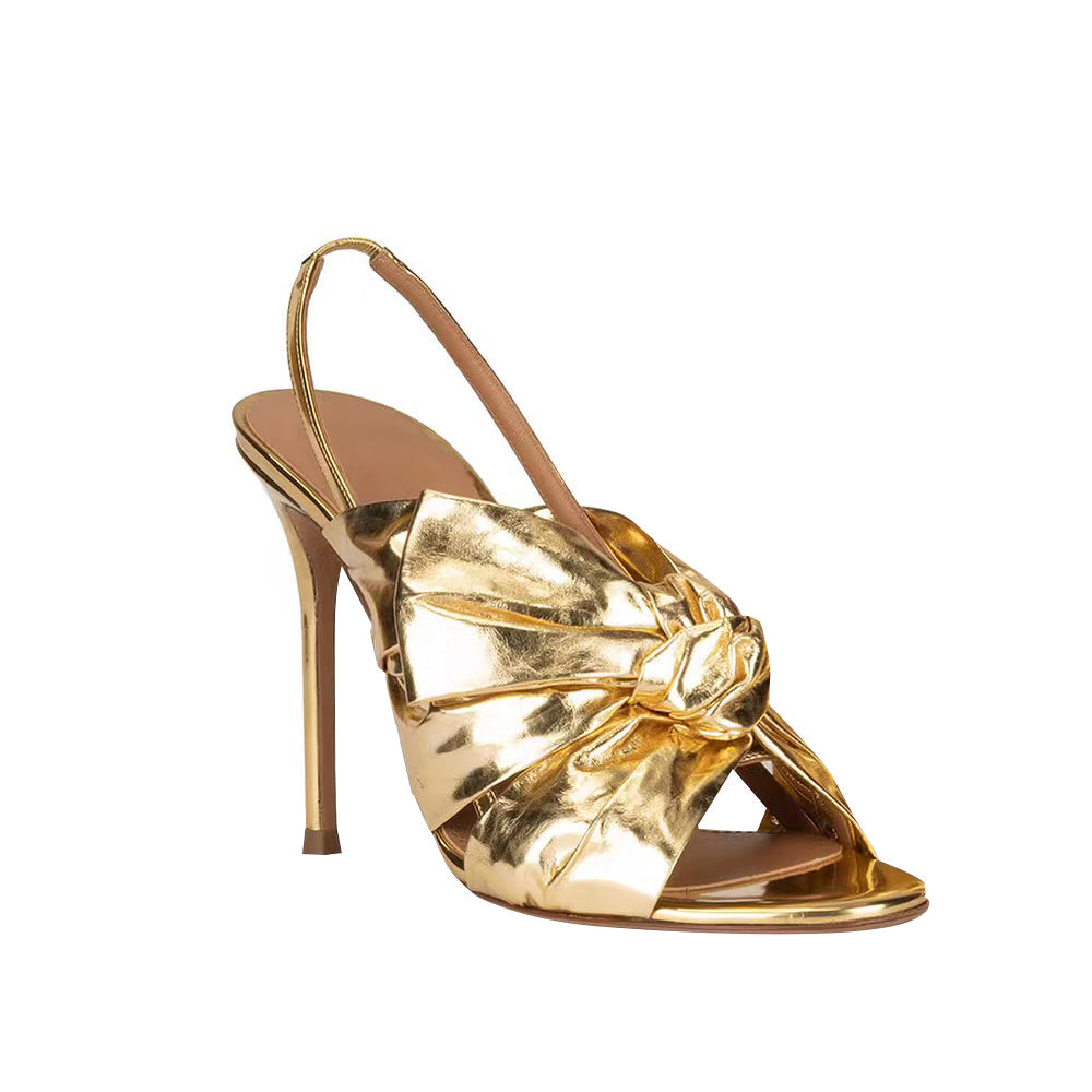 Knotted High Heel Mules Sandals