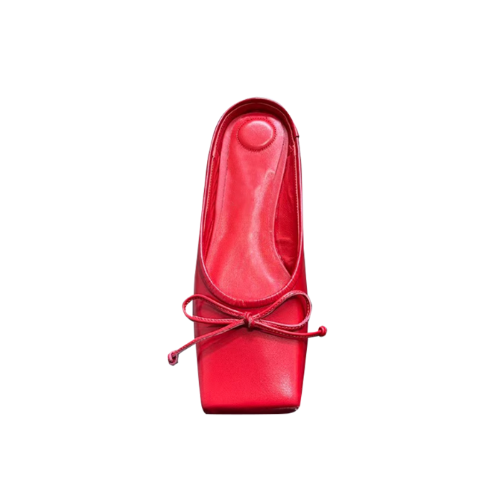 Bow Mid Heel Mules Pumps - 4.5cm