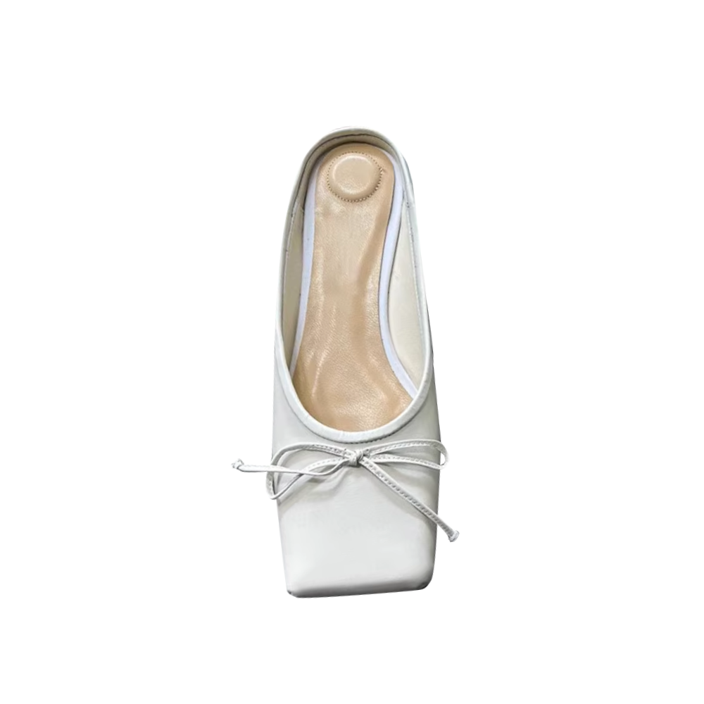 Bow Mid Heel Mules Pumps - 4.5cm
