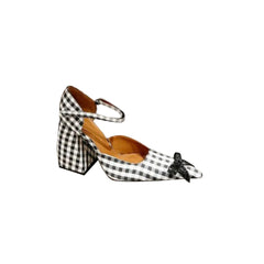 Checkered Plaid Block Heel Sandals