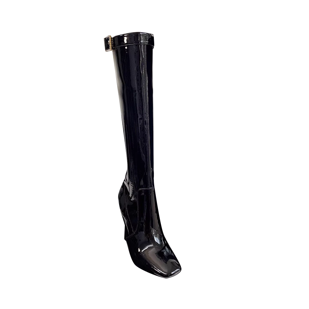 Diamante Buckled Knee High Boots