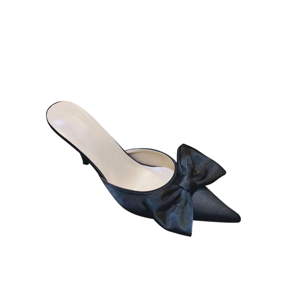 Bow Embellished Leather Mules Sandals