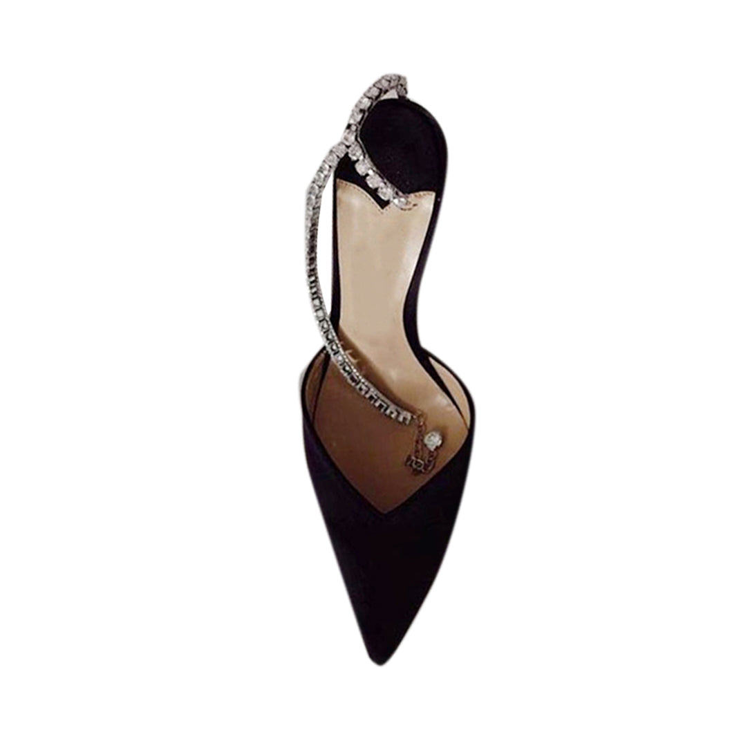 Ankle Diamante Satin Mid Heel Sandals - 6cm