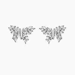 Diamante Butterfly Earrings - Pair