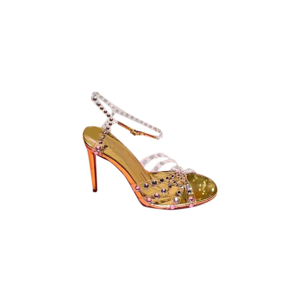 Diamante PVC High Heel Naked Sandals