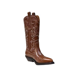 Embroidery Western Cowboy Ankle Boots