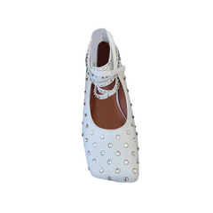Diamante Lace Up Ballet Shoes