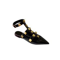 Studded Ankle Strap Flat Sandals