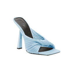 Fold Detailed Leather High Heel Mules Sandals - 9c