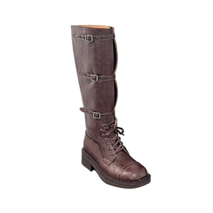 Buckled Lace Up Knee High Boots