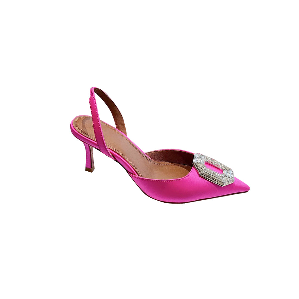 Diamante Buckled Mid Heel Sandals - 7cm