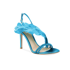 Feather And Damante Mid Heel Sandals - 7.5cm