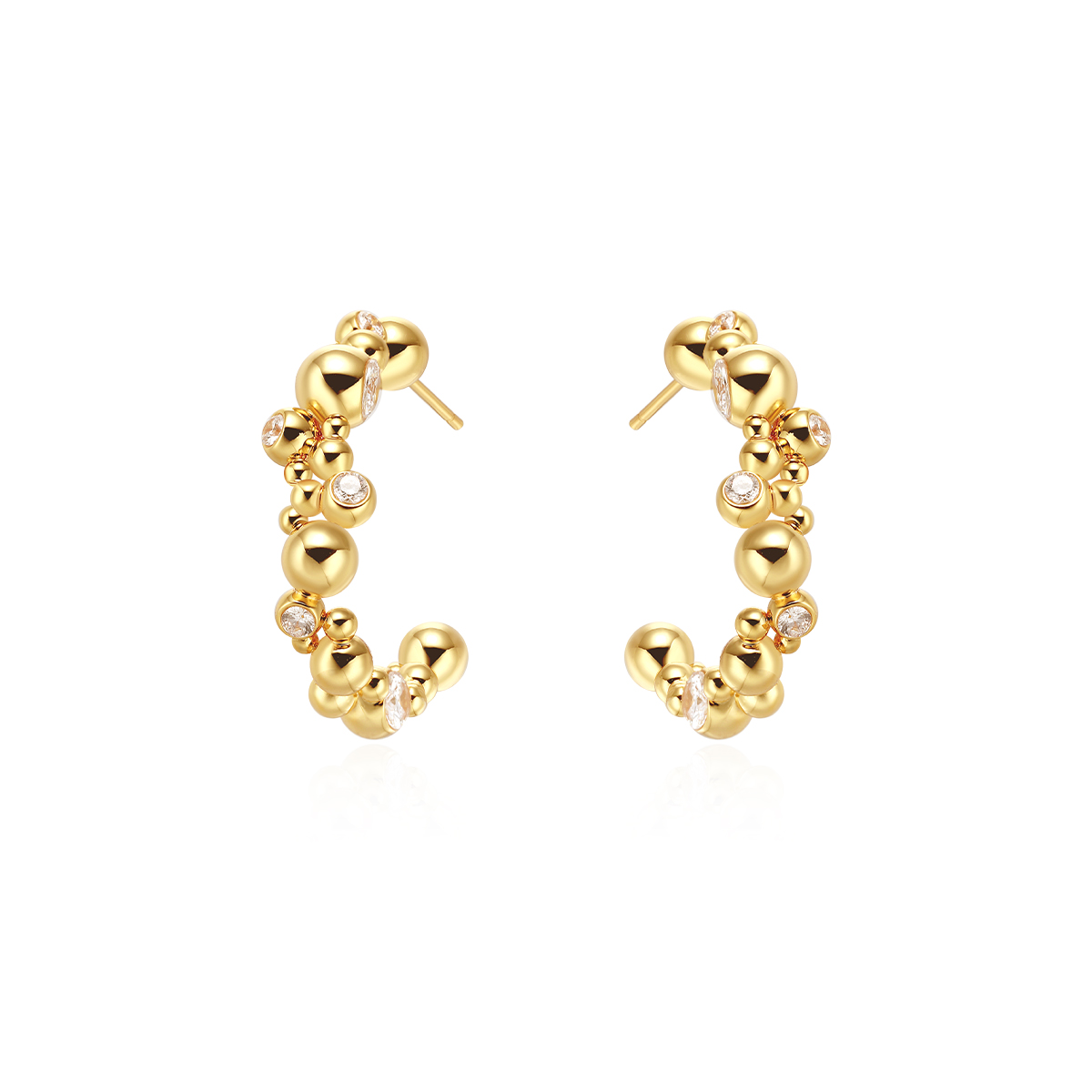 Diamante C Shaped Earrings - Pair