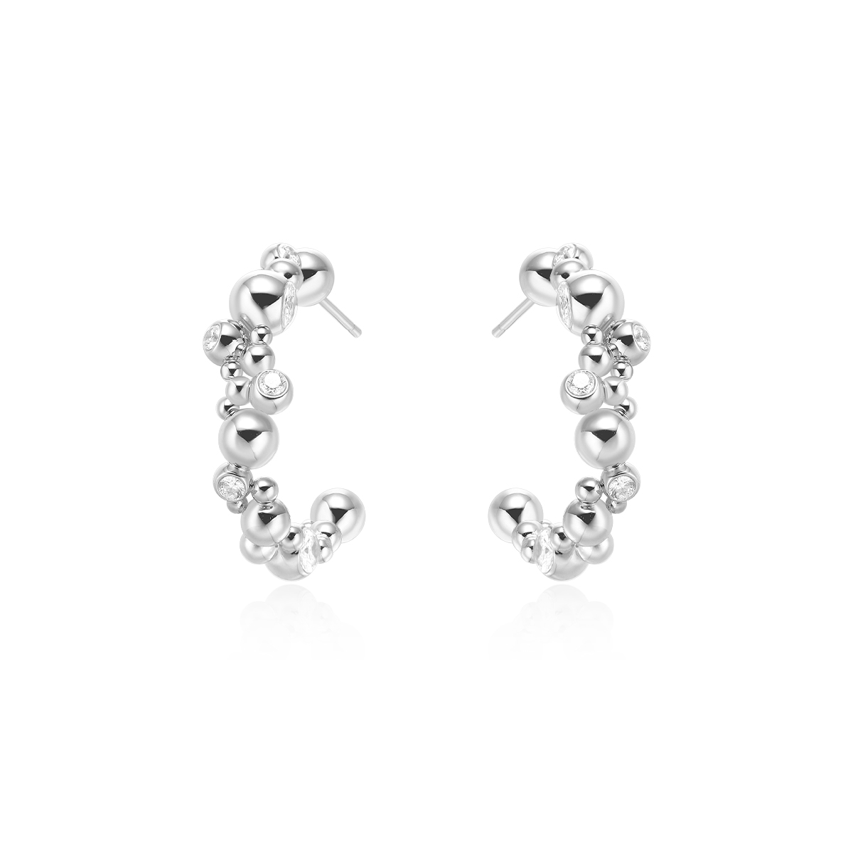 Diamante C Shaped Earrings - Pair