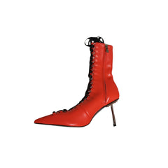 Lace Up High Heel Ankle Boots