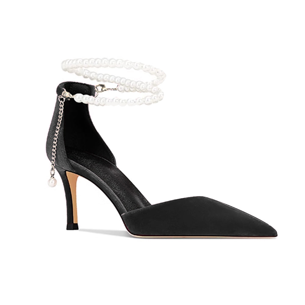 Pearl Embellished Kitten Heel Sandals