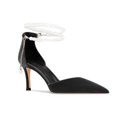 Pearl Embellished Kitten Heel Sandals