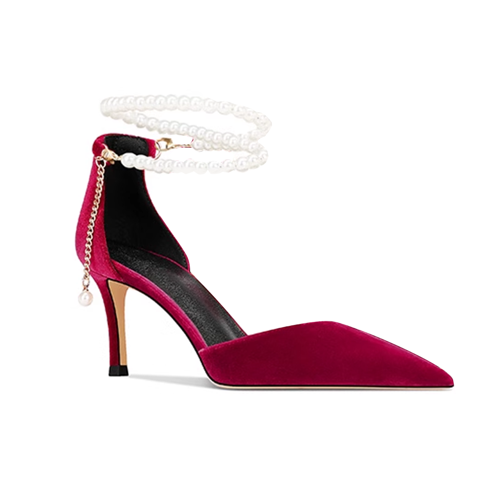 Pearl Embellished Kitten Heel Sandals