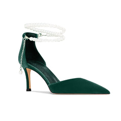 Pearl Embellished Kitten Heel Sandals