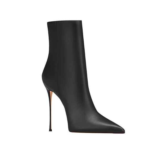 Leather High Heel Ankle Boots