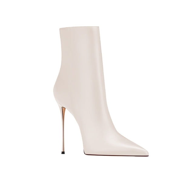 Leather High Heel Ankle Boots