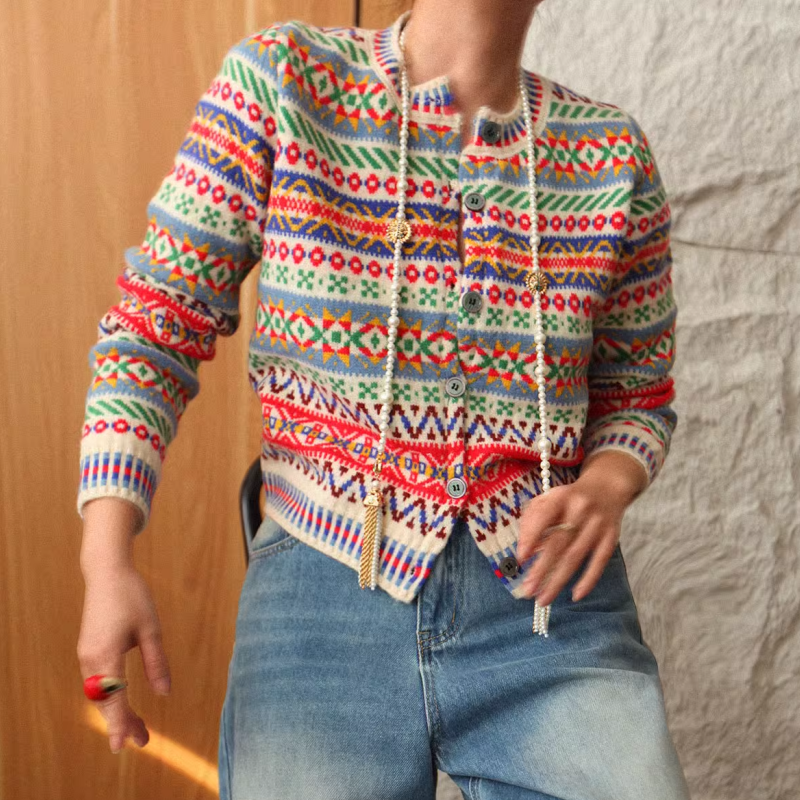 Printed Knitwear Cardigan